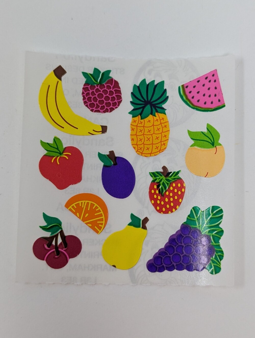 Sandylion Stickers Fruit Banana Pineapple Watermelon Grapes Peach Vintage